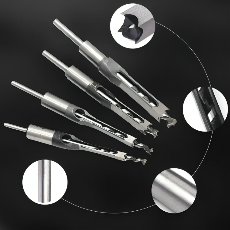 Präzisions-Bohrer Set für Quadrat-Zapfen – 4 Teile