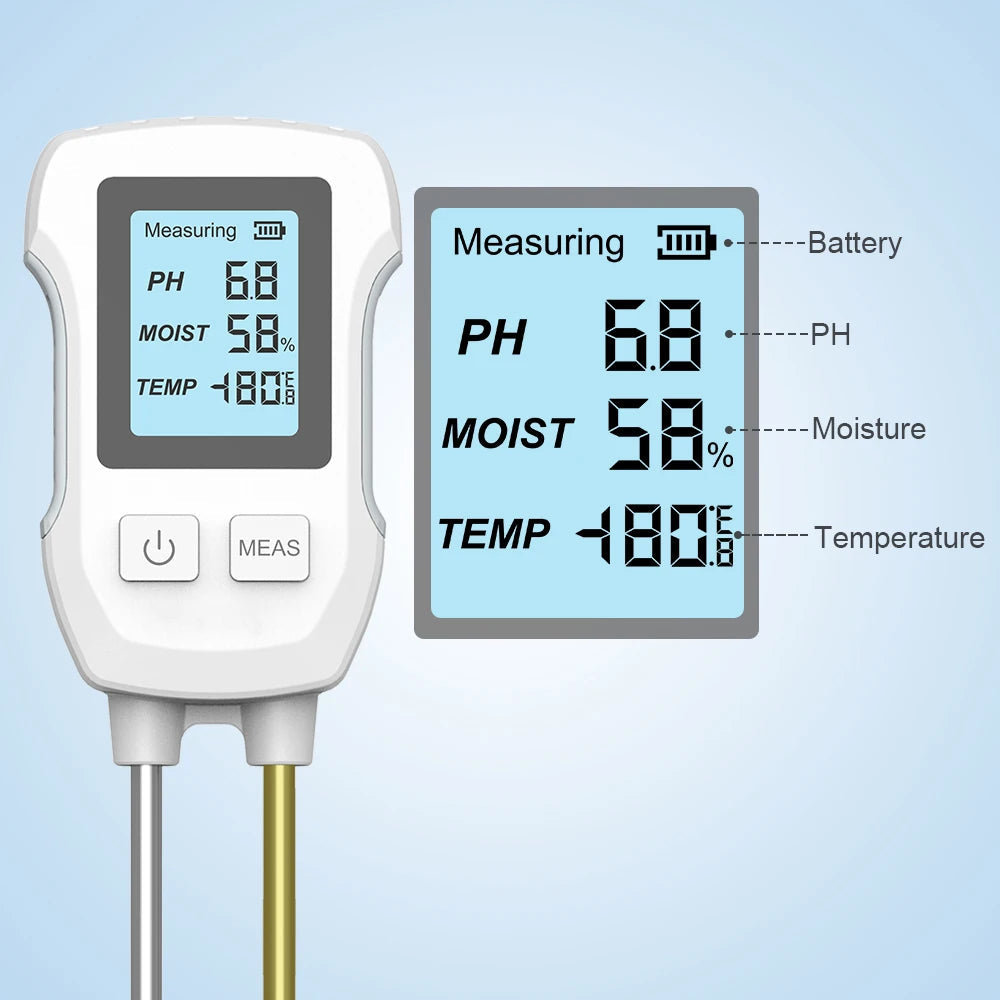 BodenGuru 3-in-1 Soil Tester for Plants | pH, Moisture & Temperature