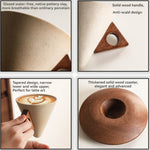 Elegante Keramiktasse 250ml – Handgefertigt mit Holzgriff und Untersetzer | AromaCraft