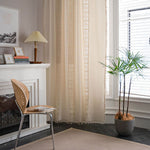 Beige Lichtfilter Gardinen-Set mit Ausschnitten und Splicing