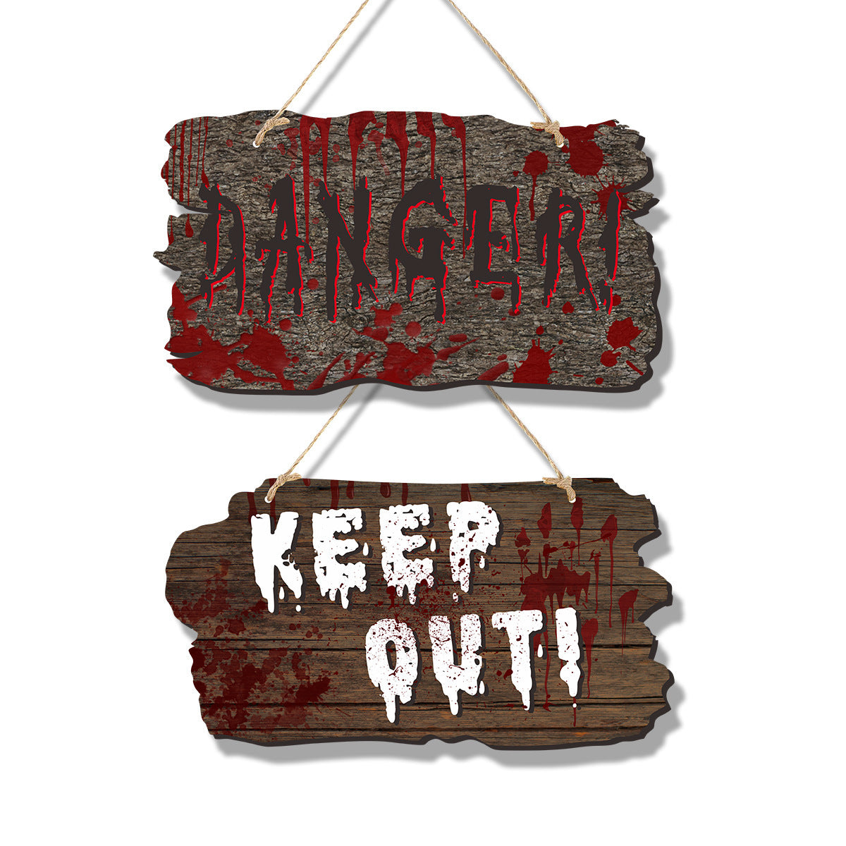 Gruselige Türschilder für Halloween – Holzoptik mit Motiven