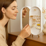 Elegant jewelry organizer with integrated mirror