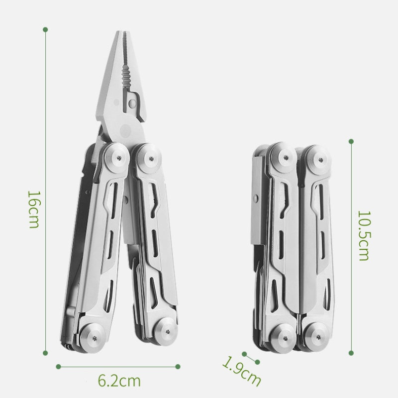 Vielseitiges 12-in-1 Klapp-Multitool mit Zangenfunktion – Edelstahl
