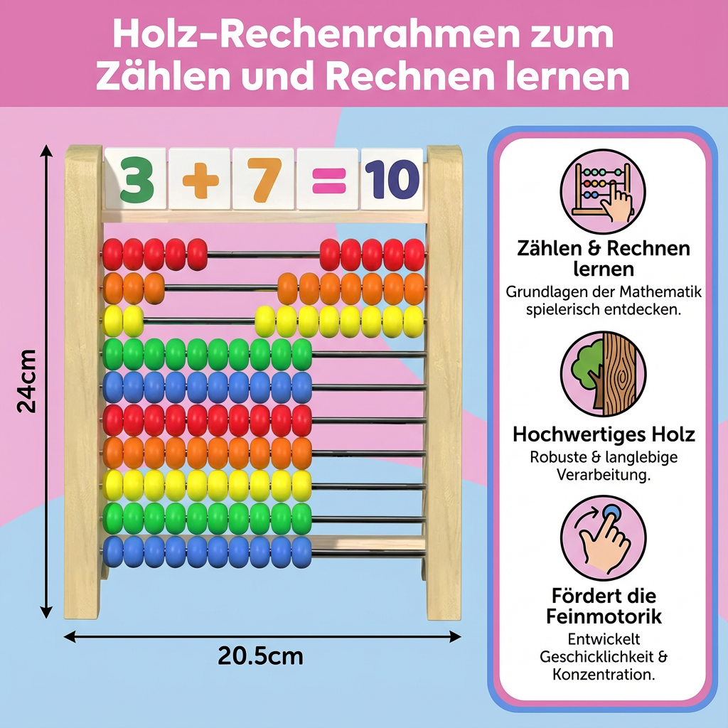 Zählrahmen aus Holz für das Erlernen von Rechenfähigkeiten