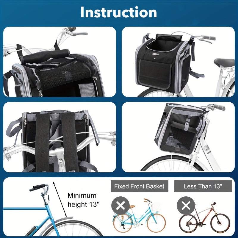 Expandable Pet Basket for Bikes – Comfortable and Safe for Small Companions