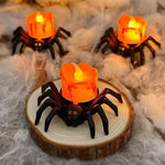 Gruselige Halloween-Dekoration – Spinnenrücken Ornament mit Kerzen und Augen