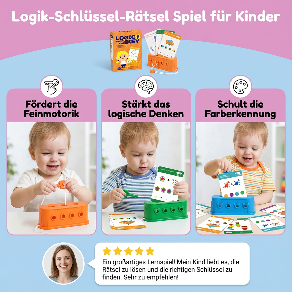 Rätselspiel für Kinder mit Logikschlüsseln