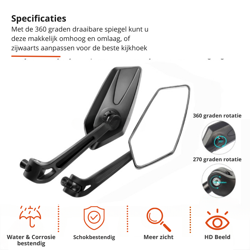Universelles Fahrradspiegel mit 360° Drehung – Flexibles Montagesystem