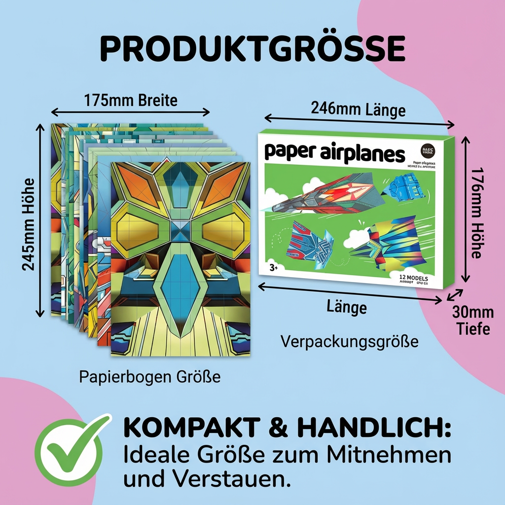 Bausatz für Papierflieger inklusive Anleitung