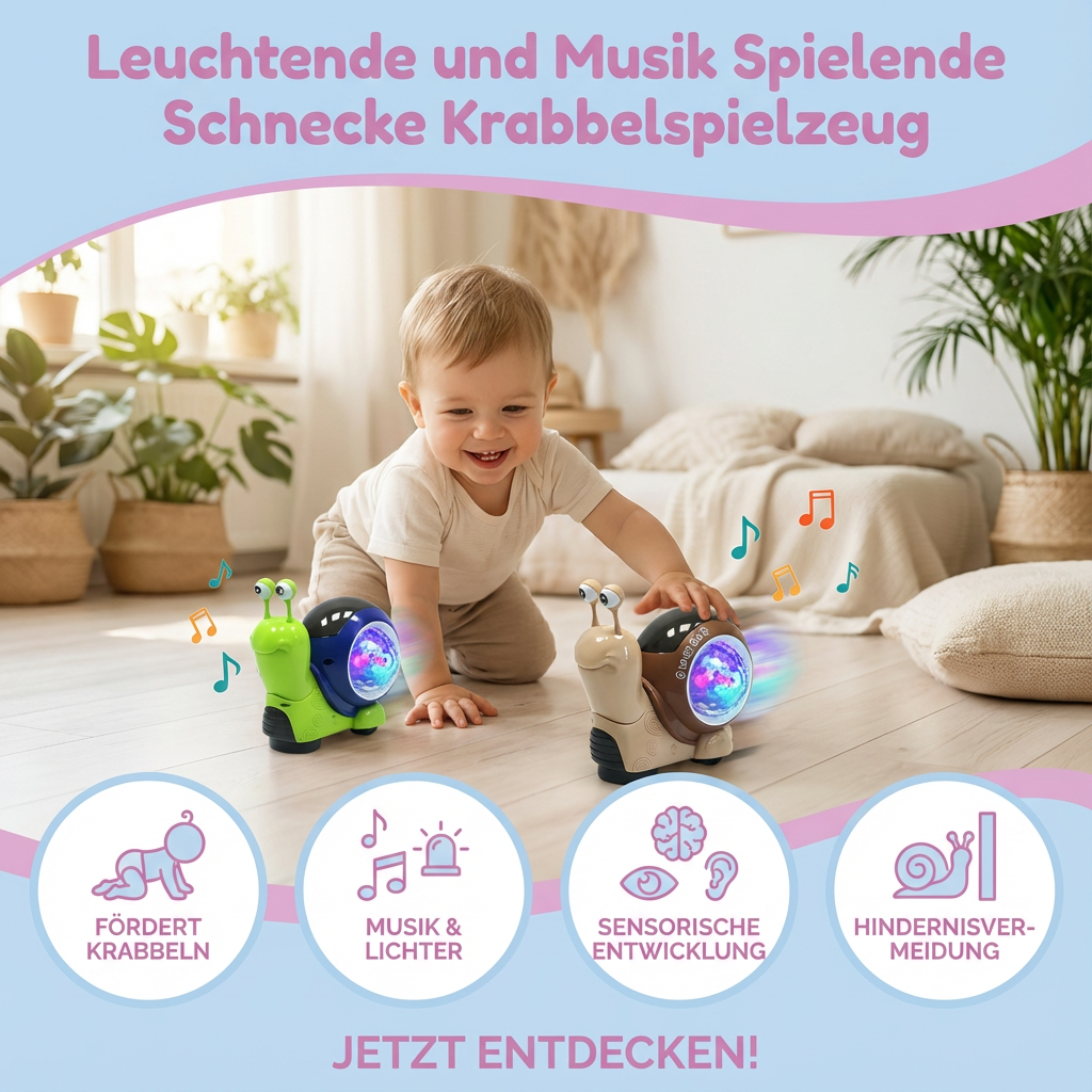 Krabbelspielzeug mit Musik und leuchtender Schnecke