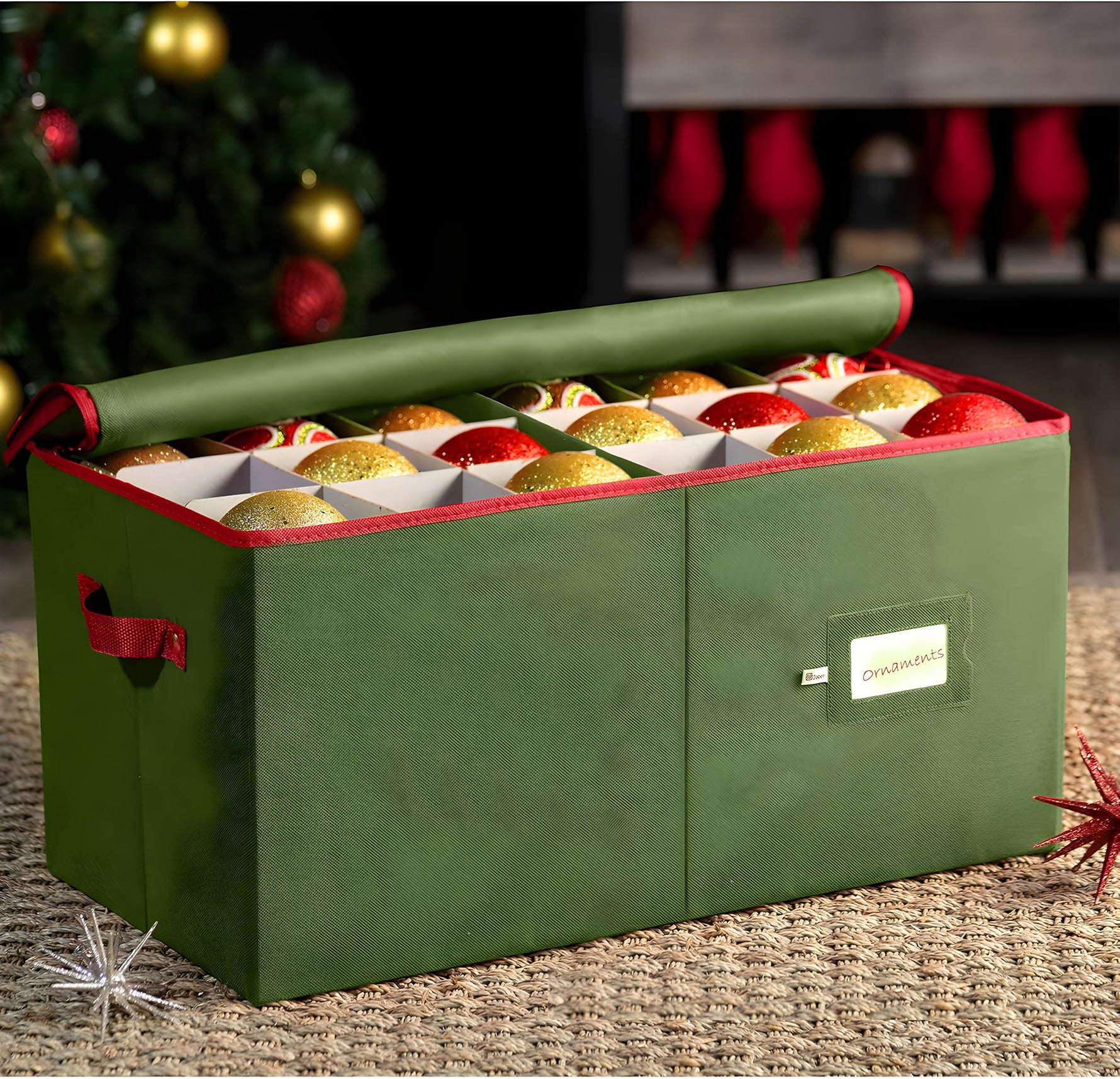 Festliche Aufbewahrungsbox für Weihnachtsdekorationen