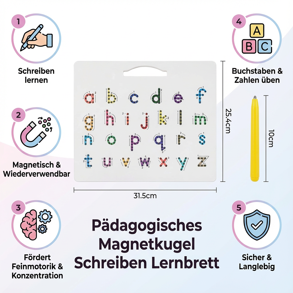 Magnetisches Schreibbrett für pädagogisches Lernen mit Kugeln