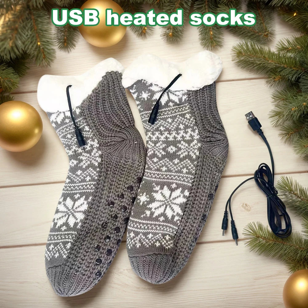 WarmenPfoten USB Heated Socks | Soft Knit Socks for Coziness | Non-Slip Design for Home and Office
