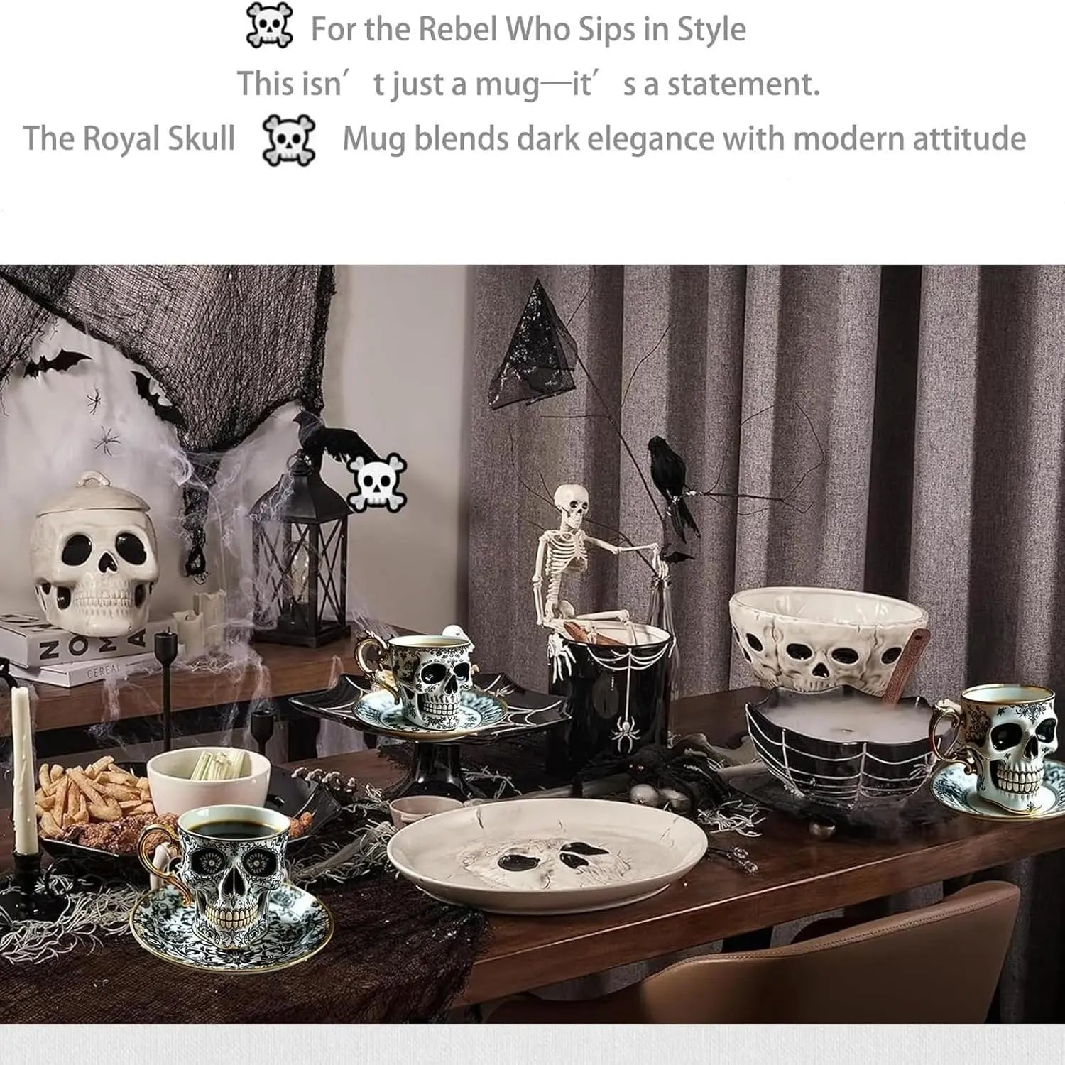 Gothic Schädel Becher Noctura – Handbemalte Dekoration mit Kunstmotiv