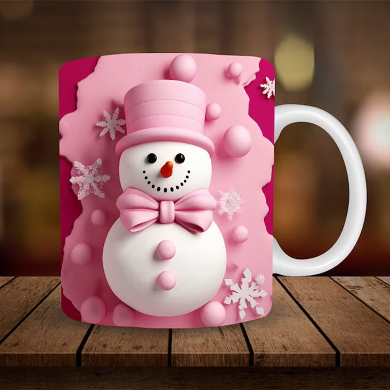 3D Schneemann Keramiktasse - Lustiges Weihnachtsgeschenk