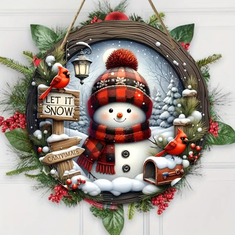 Elegant Winter Wreath | Snowman Design for Festive Accents | Ø 20 cm