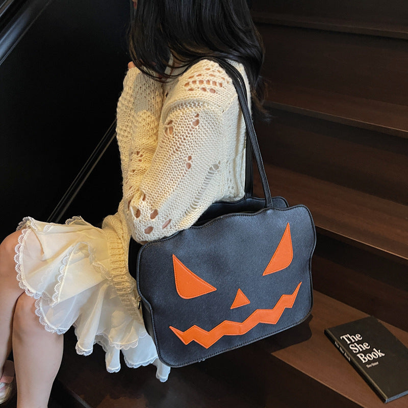 Spooky Style Umhängetasche für Halloween – Schwarz und Orange