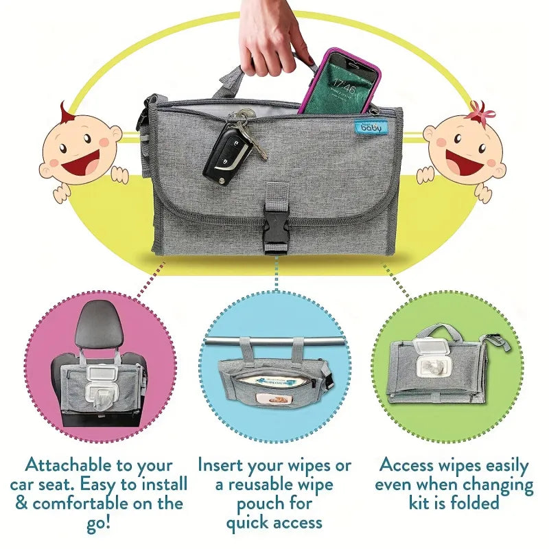 Faltbare Wickelmatte mit Taschen für Babys – Praktisch für Unterwegs