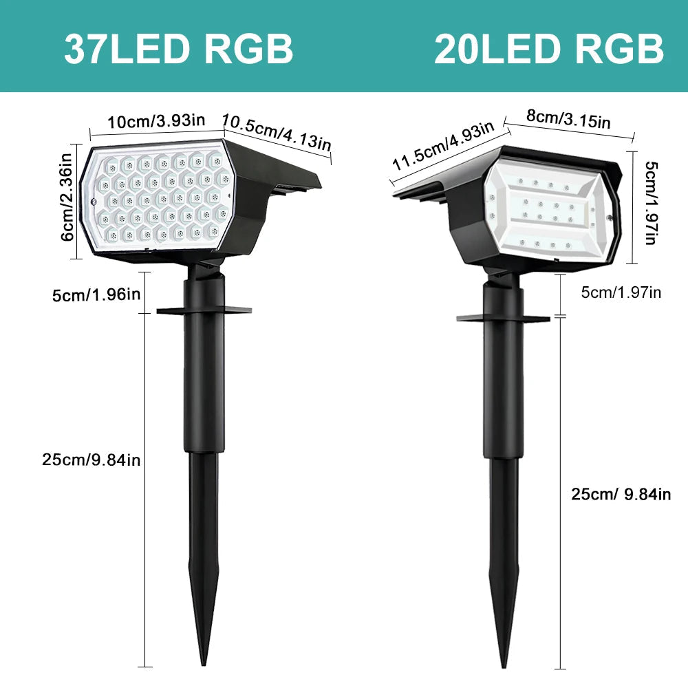 Farbige Solarleuchten für Ihren Garten | 37 RGB-LEDs | IP65