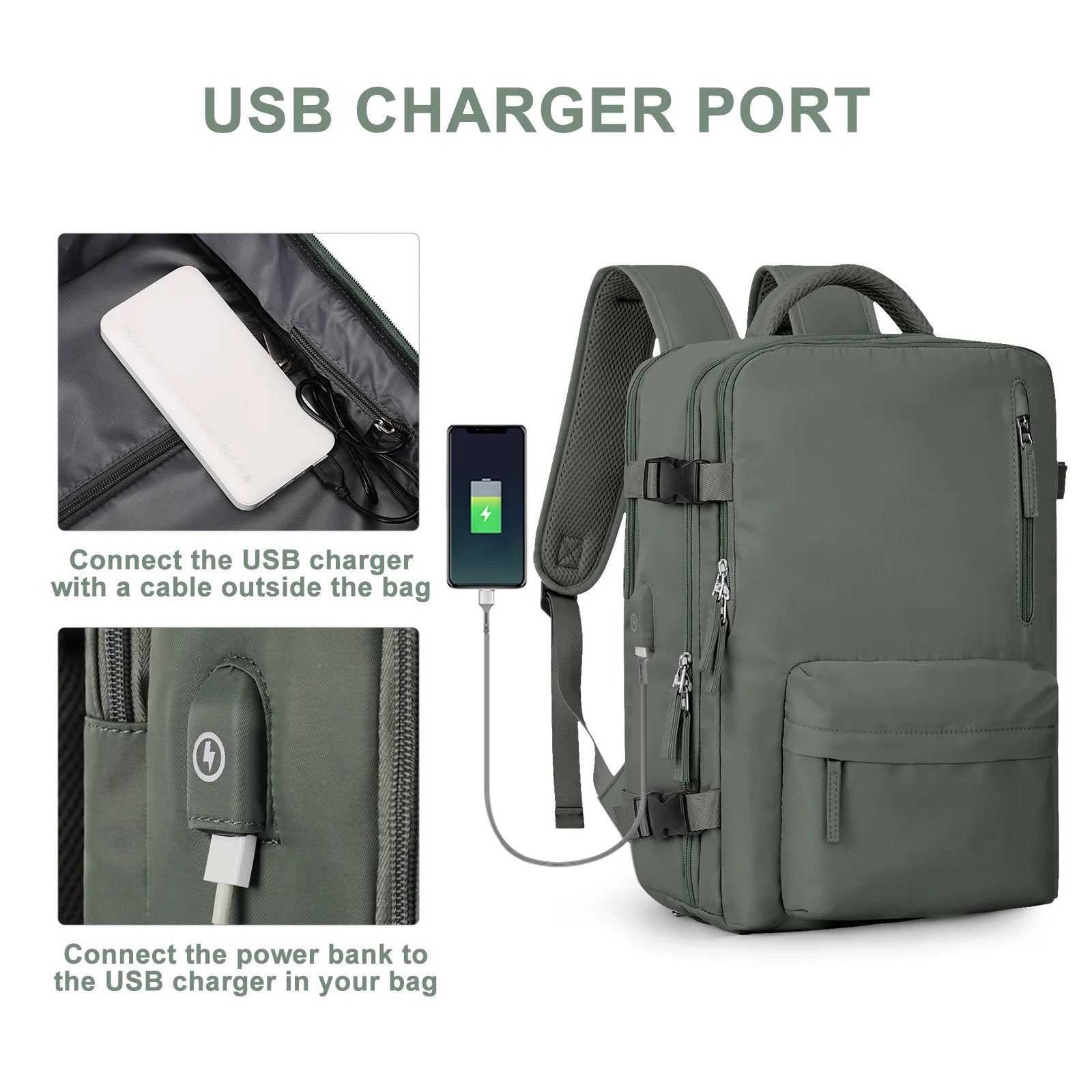 ReiseRucksack | Großer, Wasserdichter Rucksack für Frauen – Sicher & mit USB-Anschluss