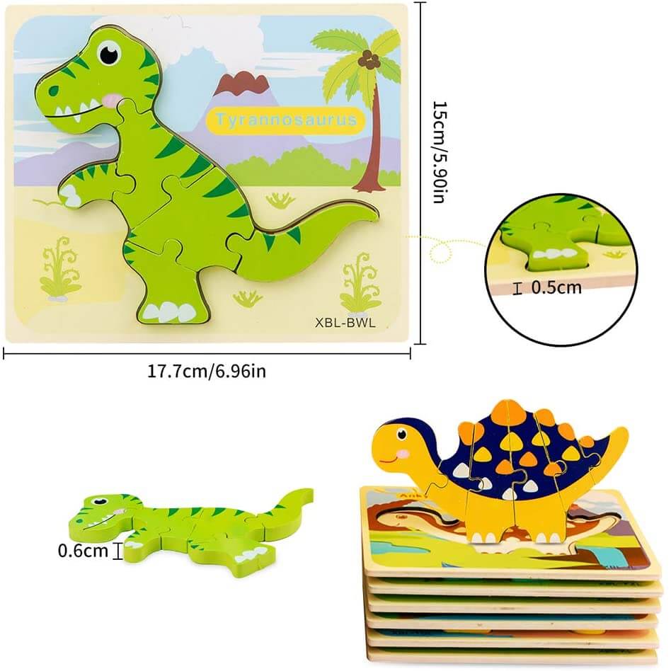 6er Set 3D Dinosaurier Puzzle für Kinder