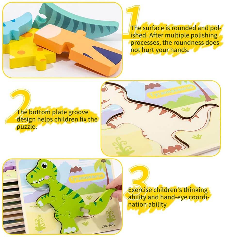 6er Set 3D Dinosaurier Puzzle für Kinder