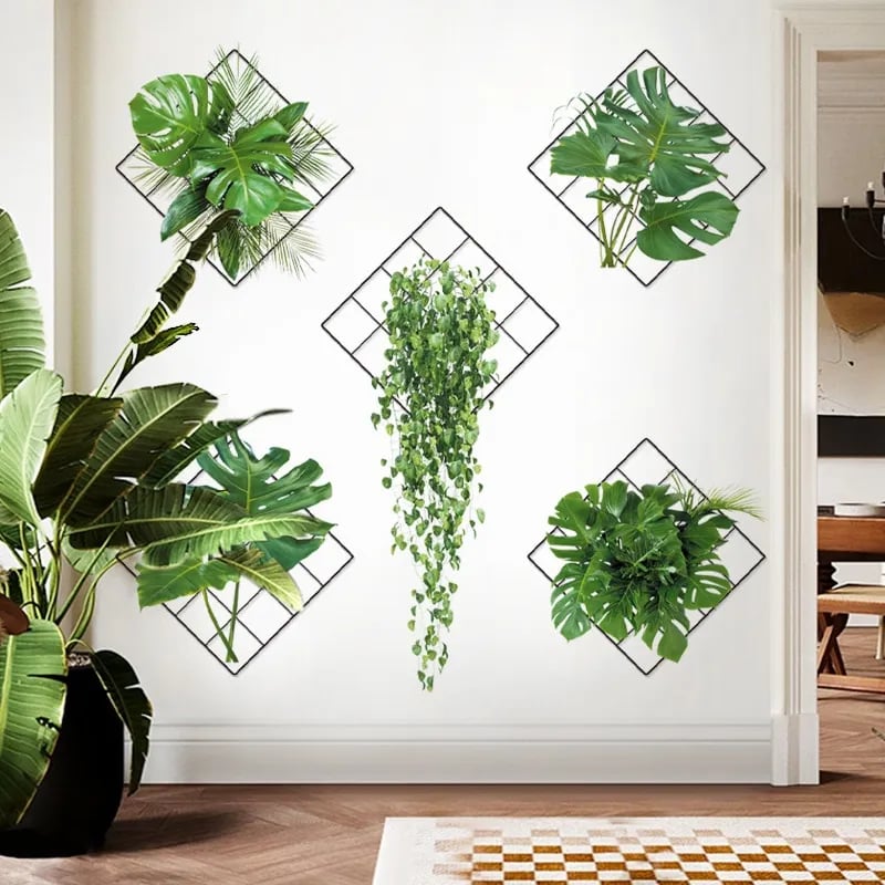 3D Wandaufkleber mit grünen Pflanzenmotiven