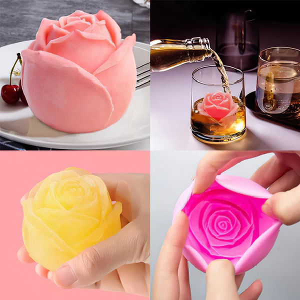 Eiswürfelform in Rosen-3D-Design für stilvolle Drinks