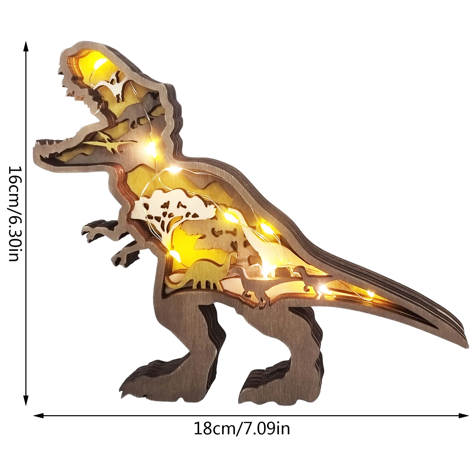 3D Holz geschnitzte Dinosaurier Dekorationen