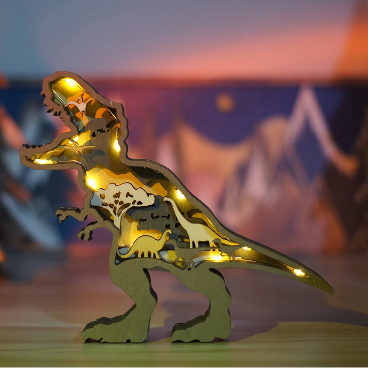3D Holz geschnitzte Dinosaurier Dekorationen