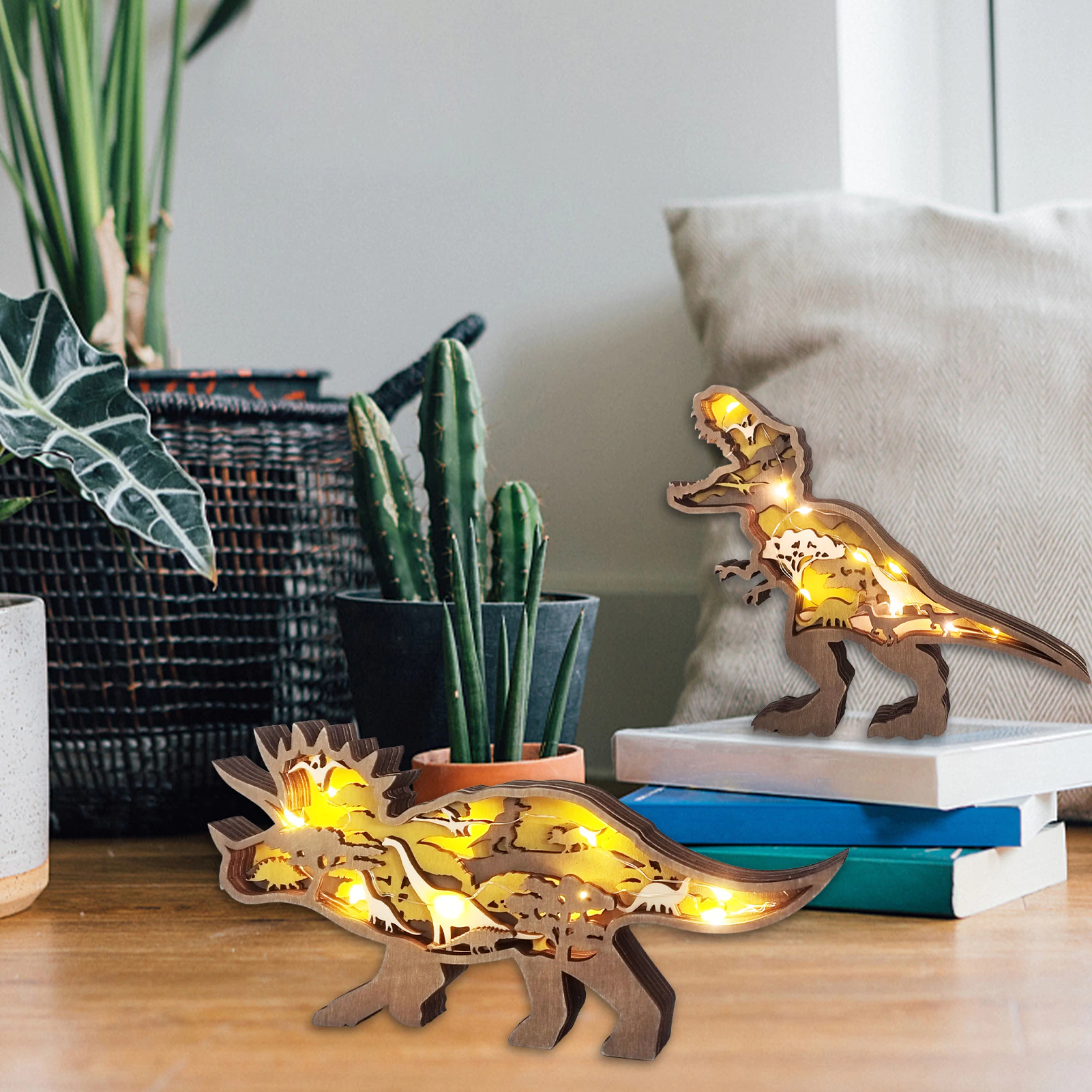 3D Holz geschnitzte Dinosaurier Dekorationen