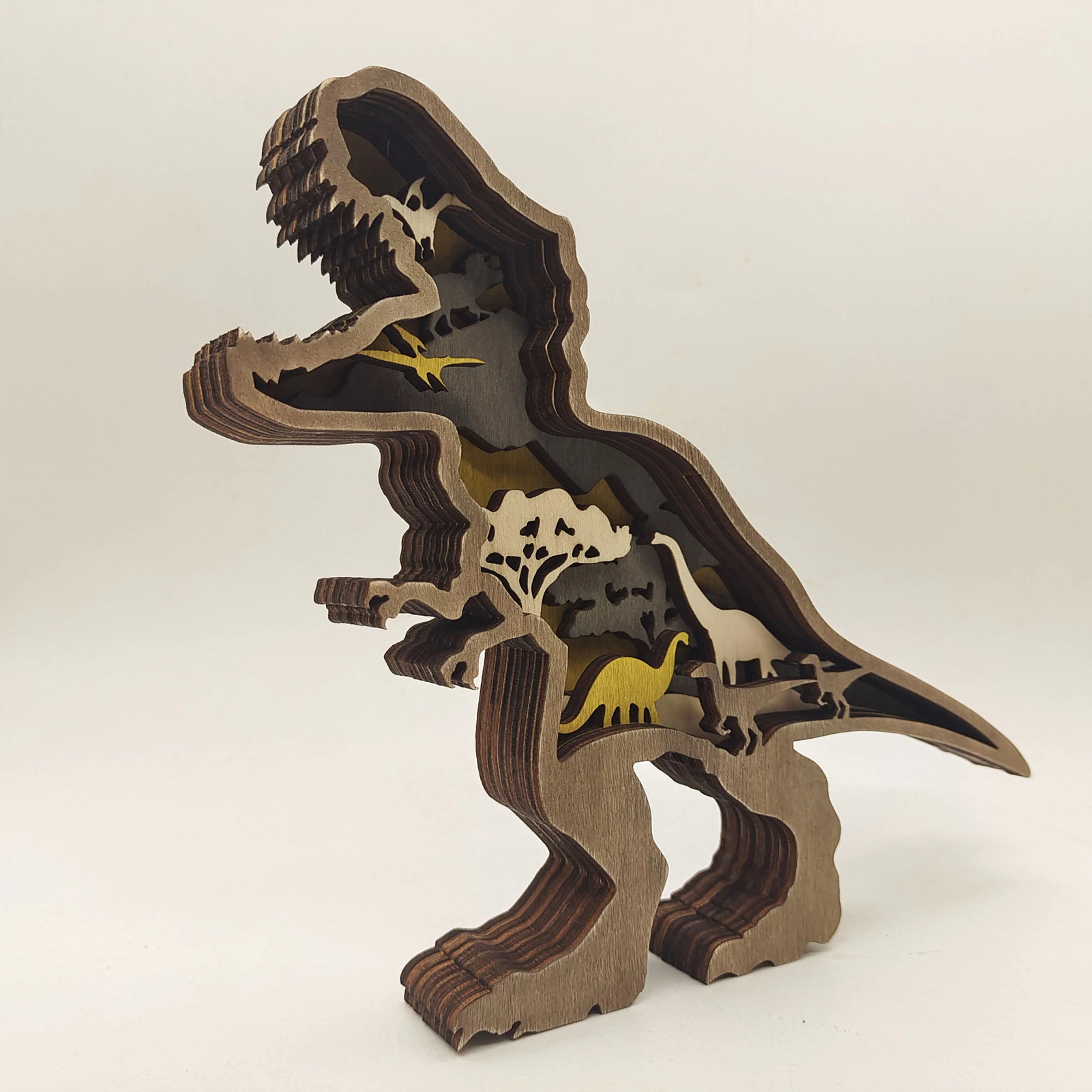 3D Holz geschnitzte Dinosaurier Dekorationen
