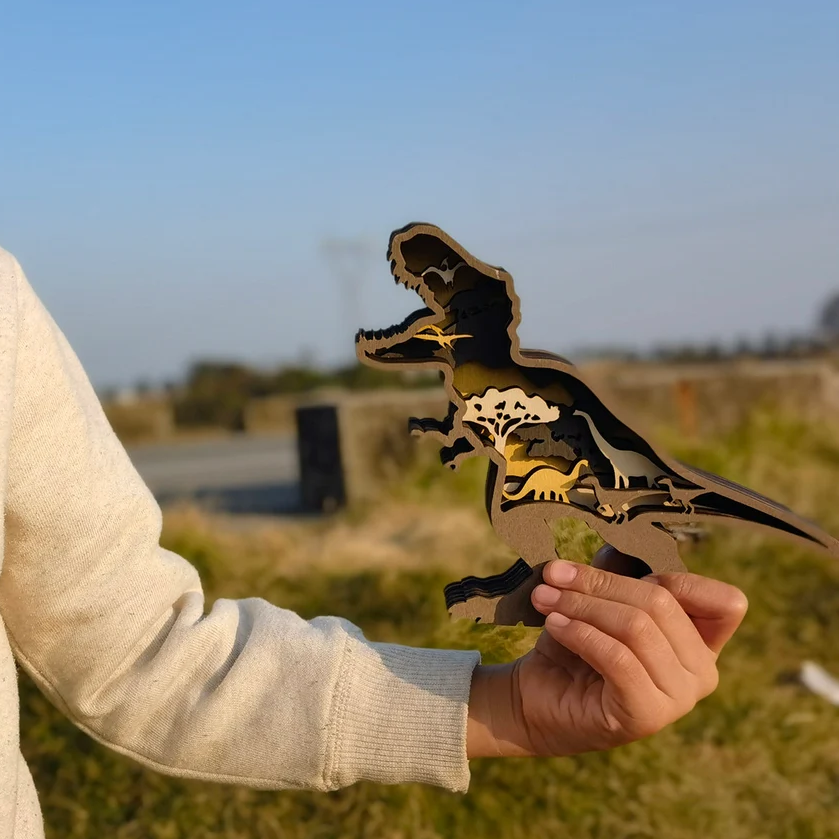3D Holz geschnitzte Dinosaurier Dekorationen
