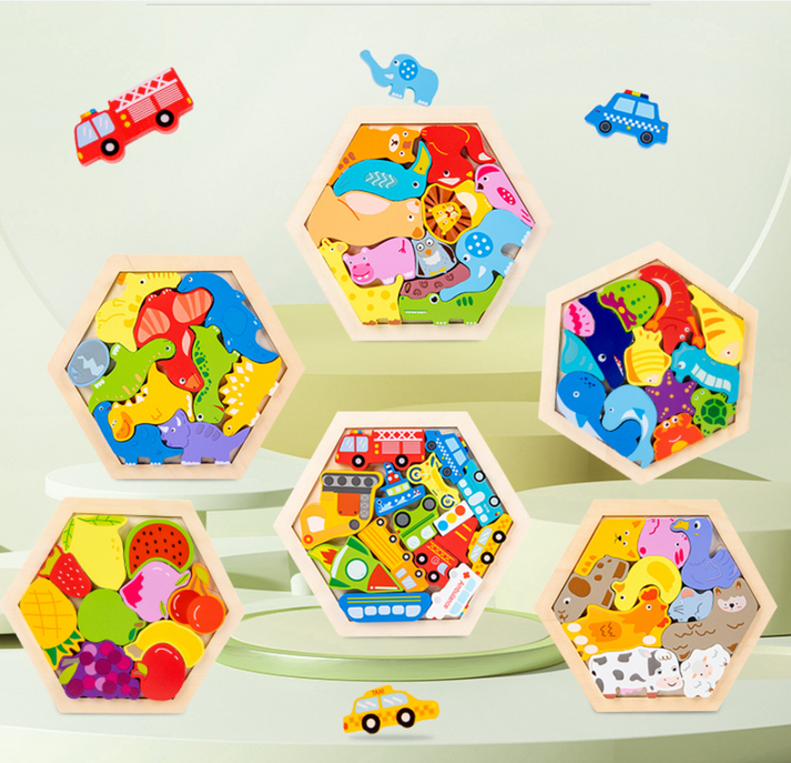 3D Holzpuzzle Set - Entdecke Stapel Leer
