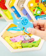 3D Holzpuzzle Set - Entdecke Stapel Leer