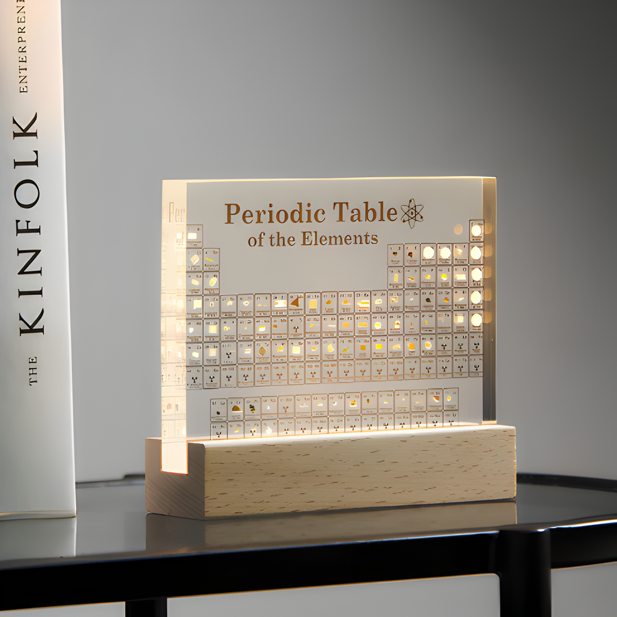 3D Acrylic Periodic Table with Real Elements and LED Lighting – Science Decoration