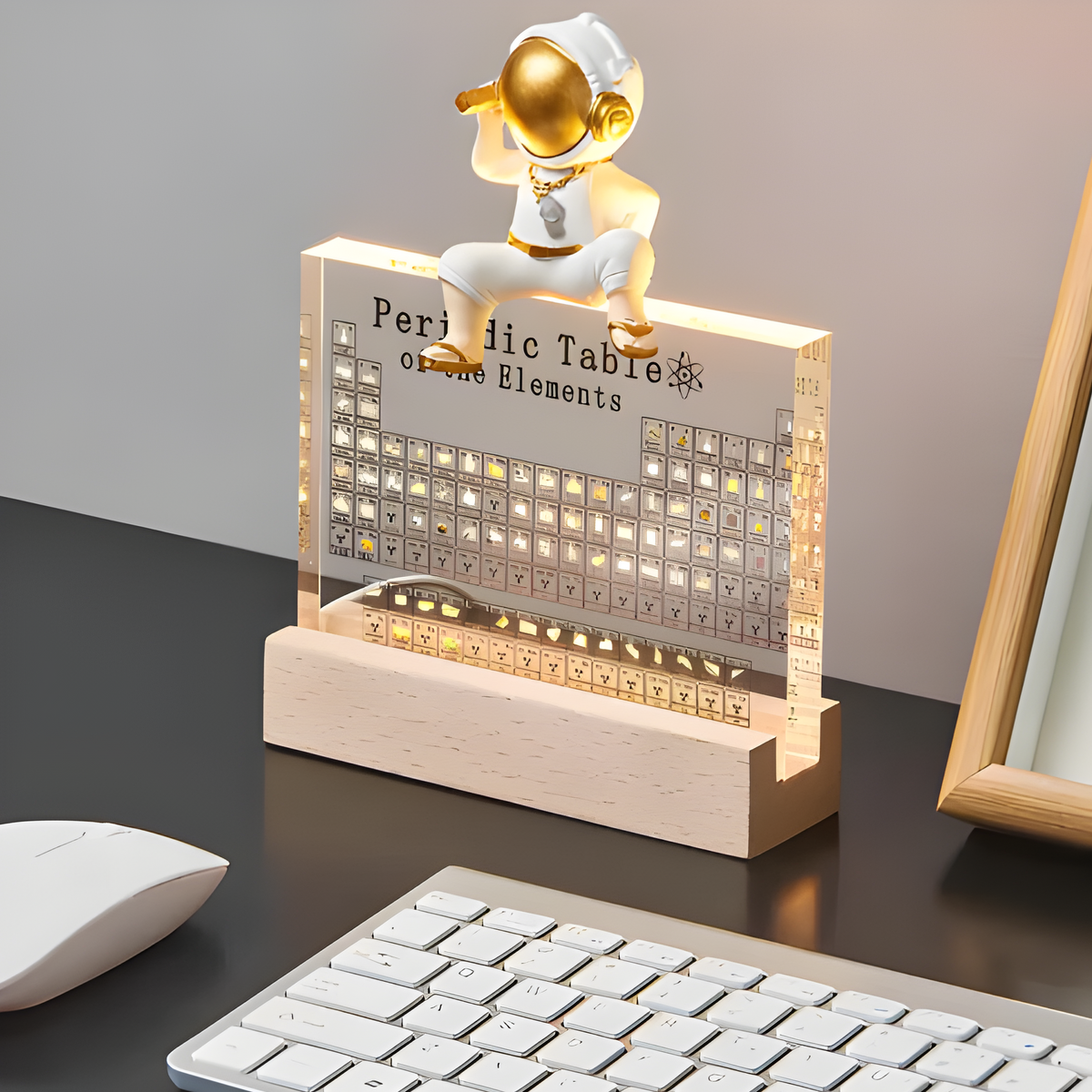 3D Acrylic Periodic Table with Real Elements and LED Lighting – Science Decoration