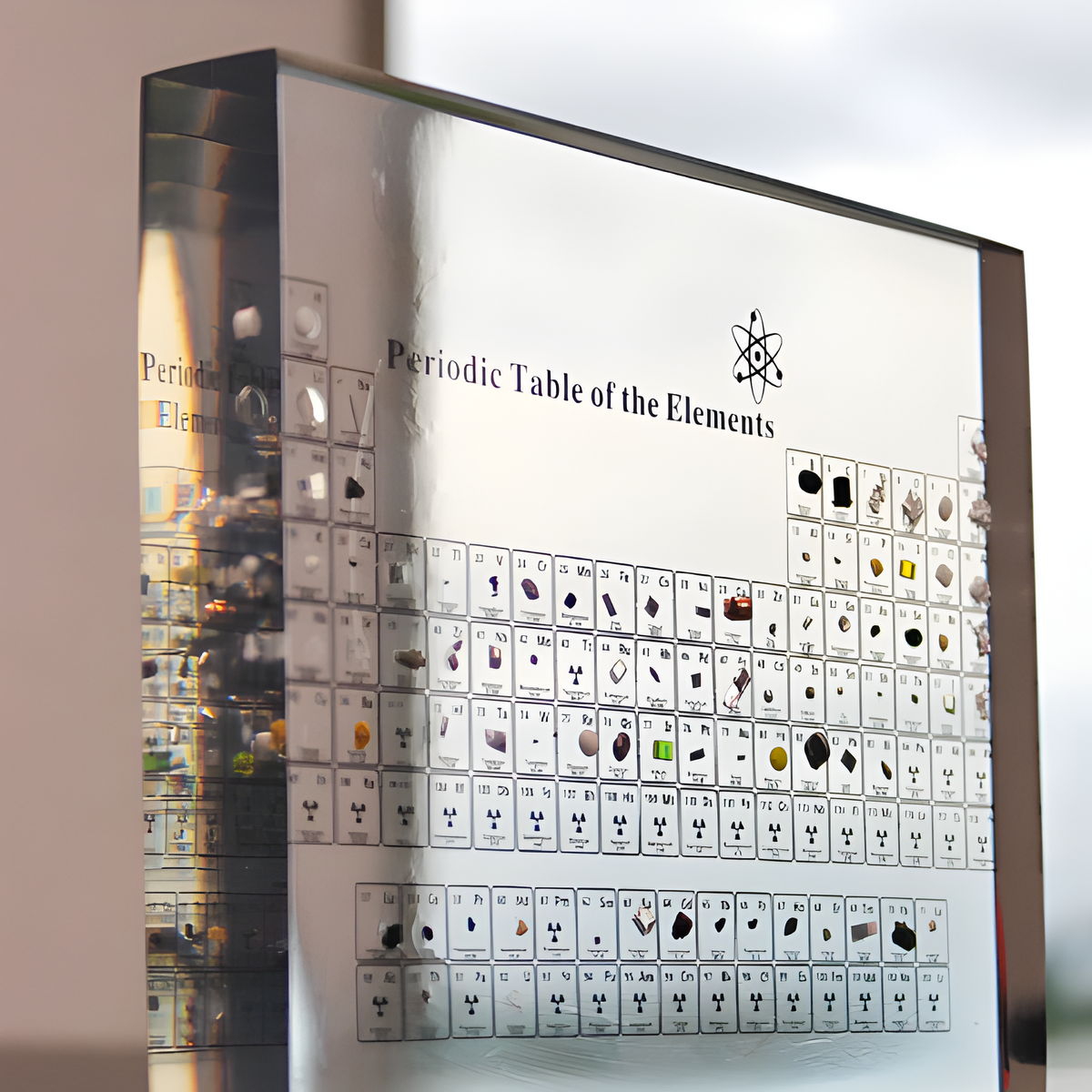 3D Acrylic Periodic Table with Real Elements and LED Lighting – Science Decoration