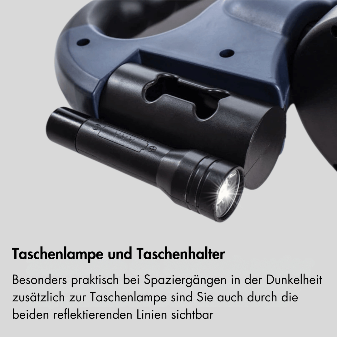 DuoLeash Doppel-Leine für Hunde – Ausziehbar, knotenfrei mit Taschenlampe