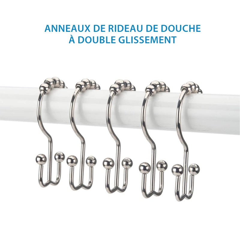 Elegante Duschvorhanghaken aus Edelstahl (12 Stück) | AquaGlide