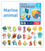 Pädagogisches Puzzle für Kinder mit bunten Motiven zum Lernen
