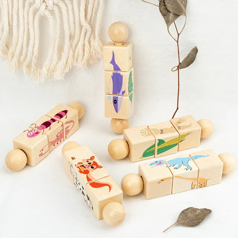 Holzpuzzle für Kinder – Spaßiges Drehspiel zur Entdeckung