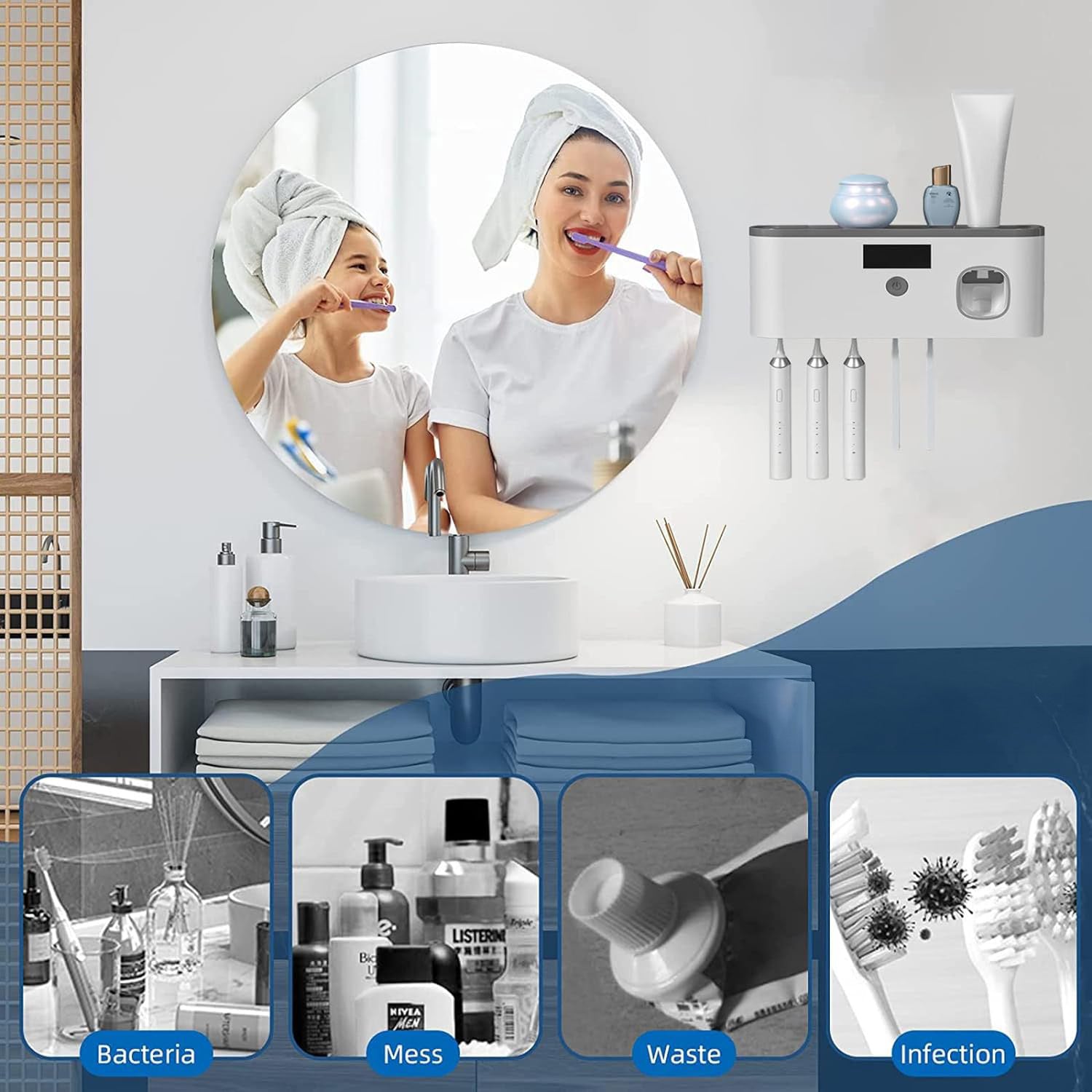Intelligenter Zahnbürstenhalter mit UV-Sterilisation für das Badezimmer