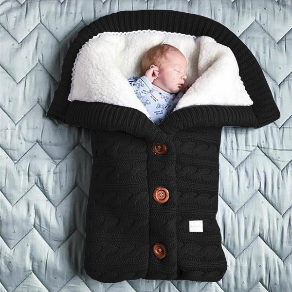 Gefütterter Babyschlafsack mit Kapuze – Weicher Strickstoff