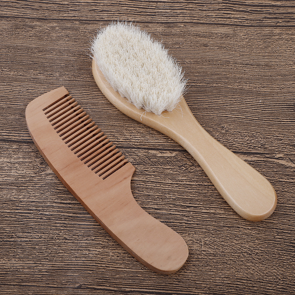Set aus Kamm und Bürste für Babys – Holzhaarbürste mit Naturborsten