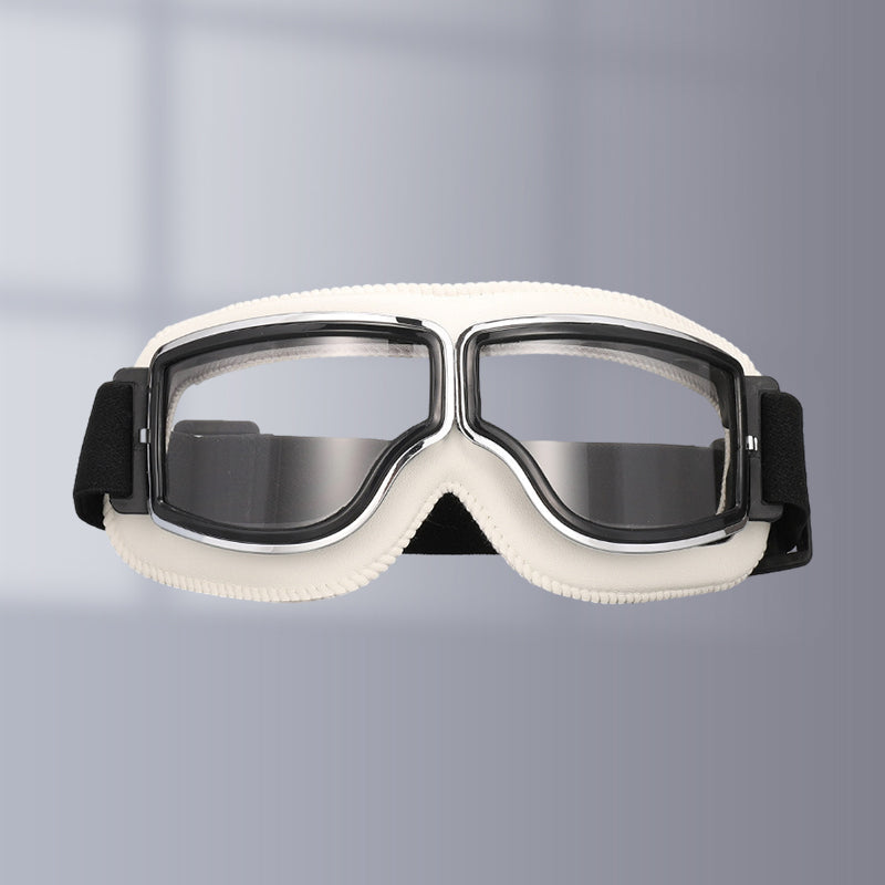 Vintage Motorradschutzbrille mit wechselbaren Gläsern und Komfortpolsterung