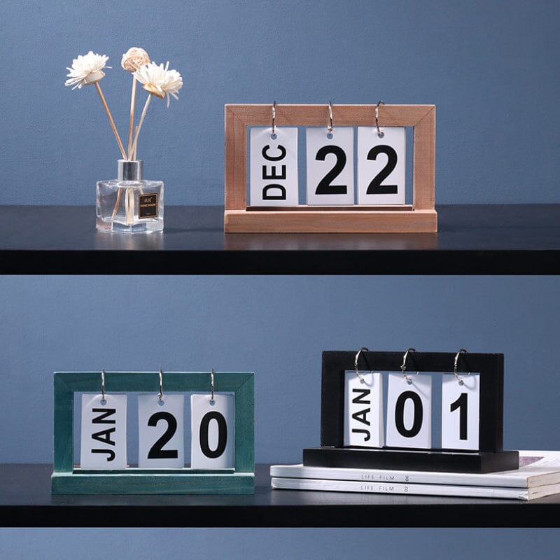 Schreibtischkalender aus niederländischem Teakholz