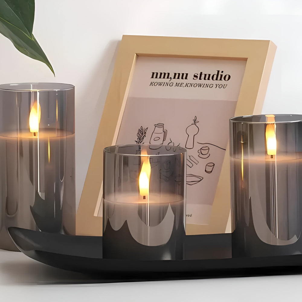 Flammenlose 3D Lichtkerzen im Set | LuminaGlow