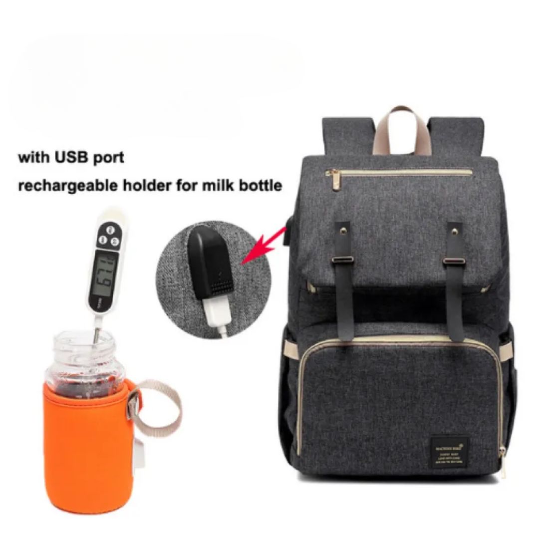 Babywickelrucksack mit USB – Rucksack für Flaschenwärmer und Ladefunktion