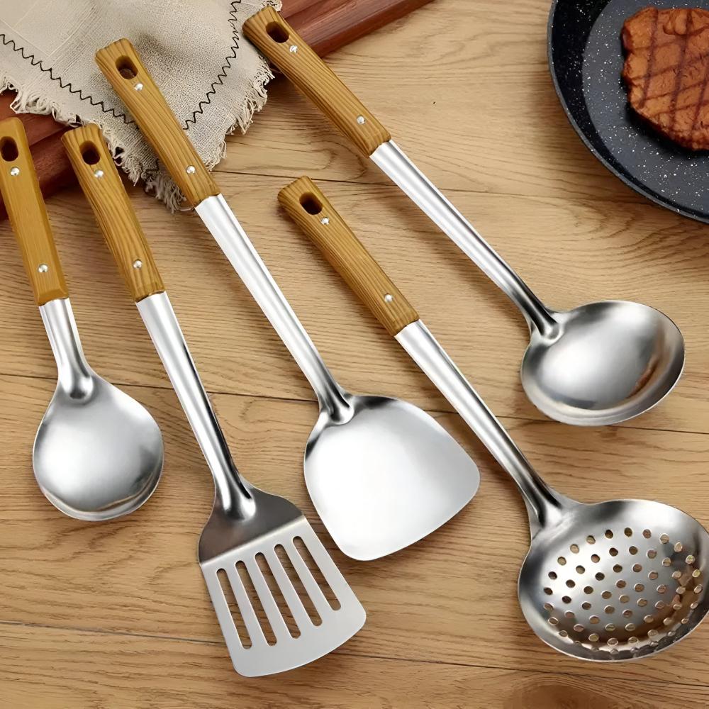 Elegantes Küchenutensilien-Set aus Edelstahl (5 Teile)